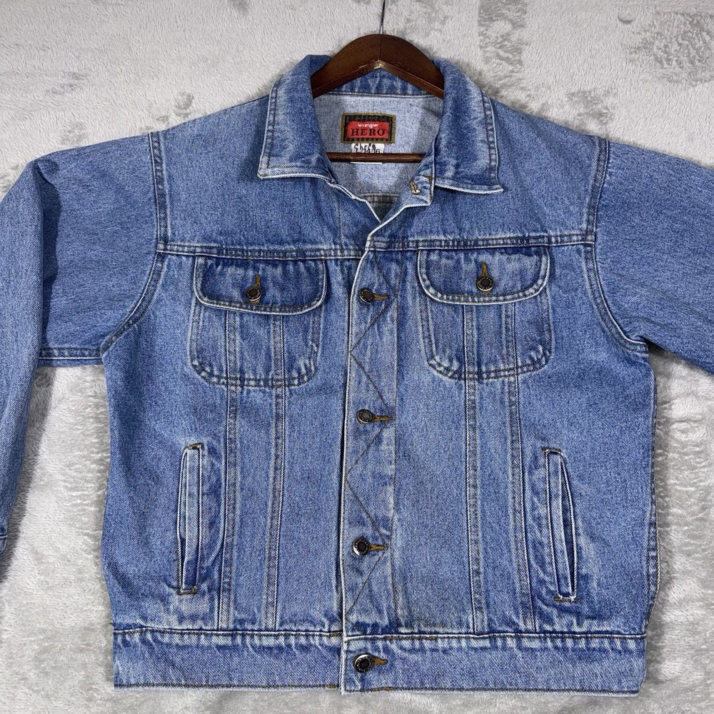 Wrangler Hero‎ Denim Jacket Kids Large Retro 1990's Red Tag
